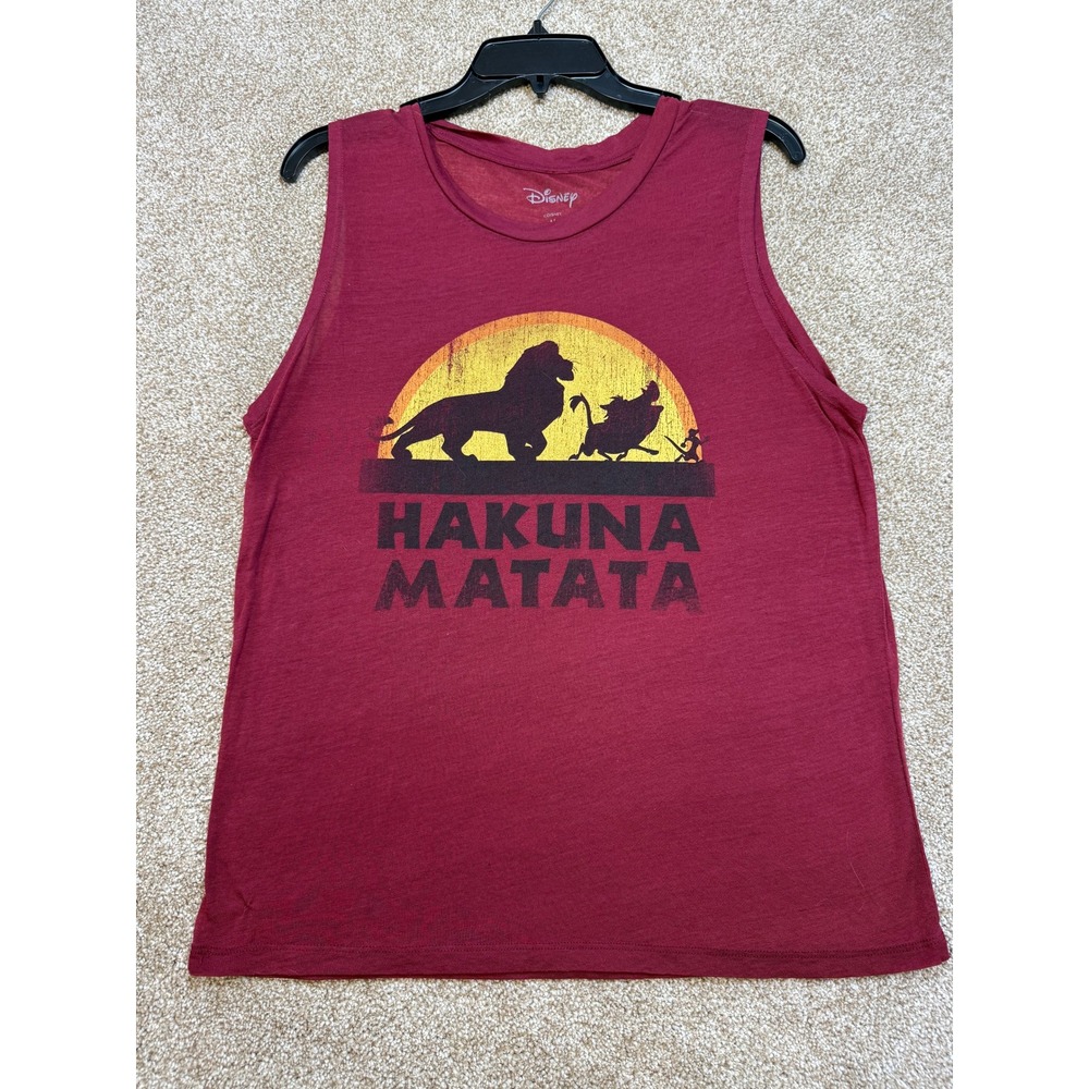 Disney Lion King Hakuna Matata Muscle Tank Top Burgundy Womens Medium 90s Summer